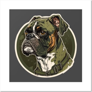 Boxer Dog Camouflage Motif Posters and Art